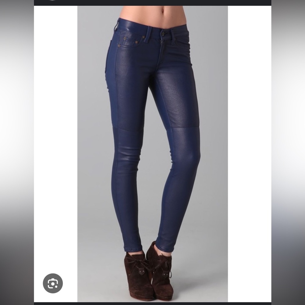 rag & bone blue leather pants Sz 27